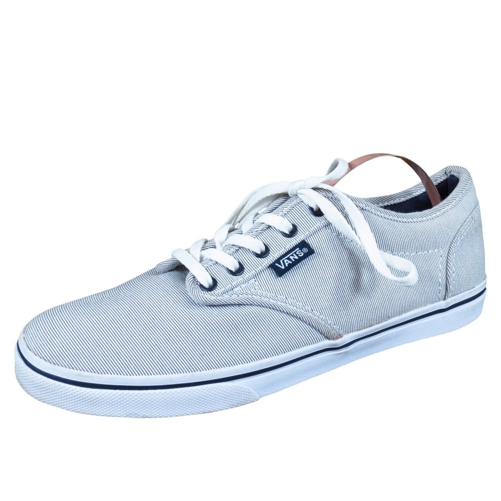 Vans Atwood‎ Women Athletic Shoe Size 6 Casual Pinstripe Canvas Blue White